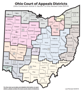 Ohio Court of appeals district map.